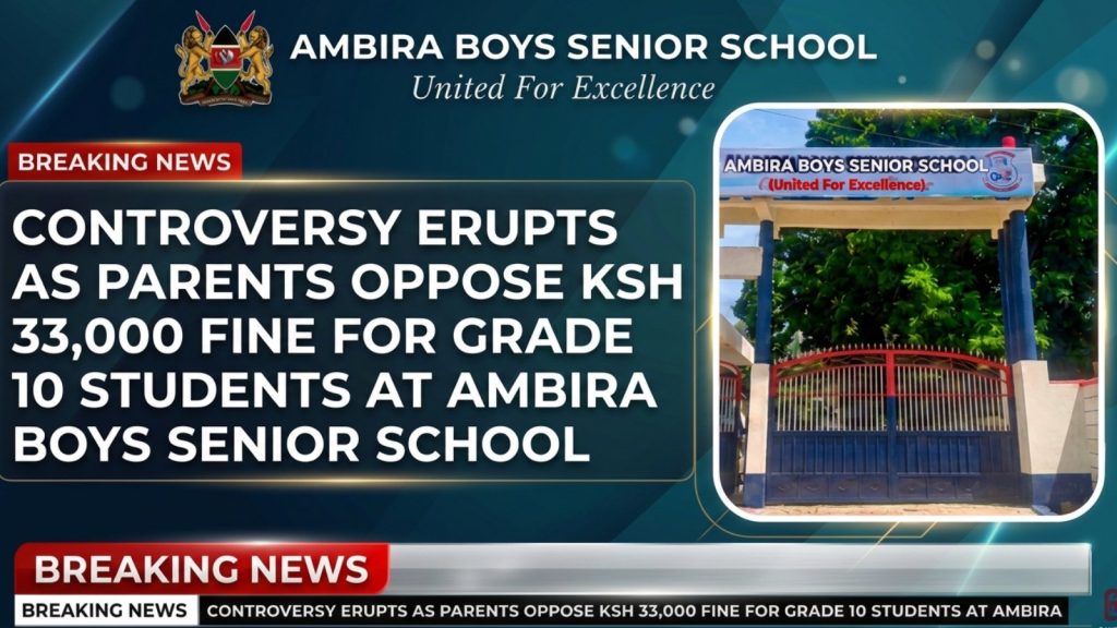 Ambira Boys Senior School Faces Controversy Over KSh 33,000 Fine for Grade 10 Students.