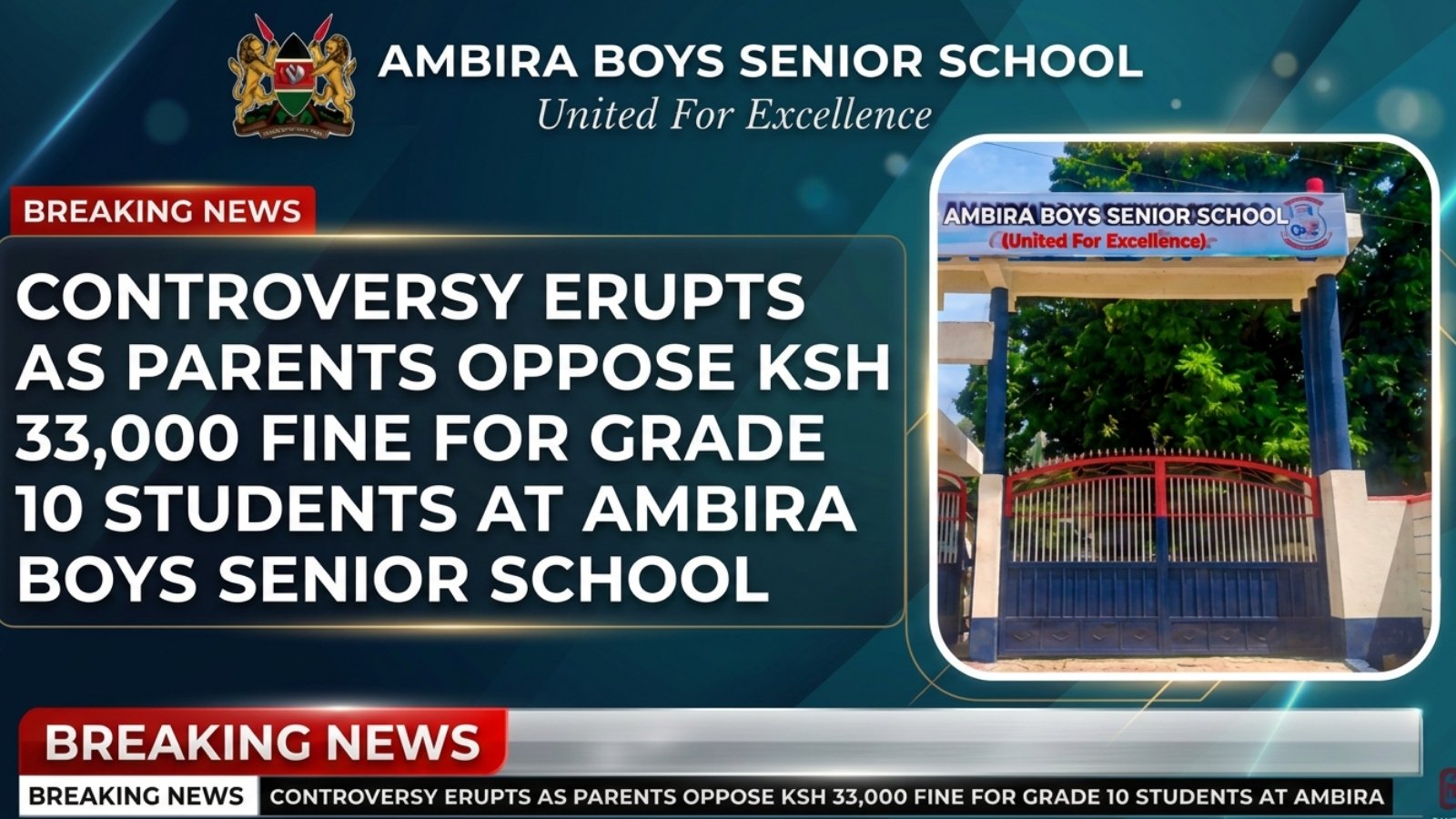 Ambira Boys Senior School Faces Controversy Over KSh 33,000 Fine for Grade 10 Students.